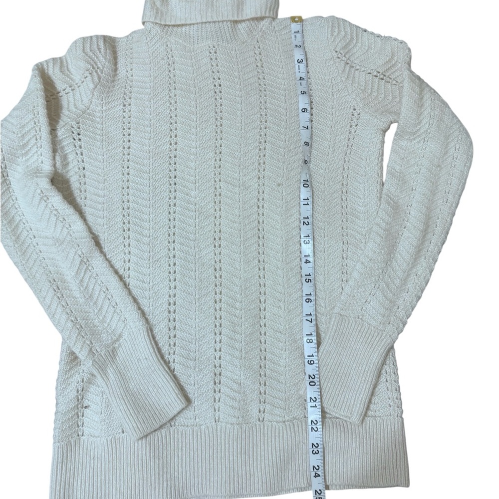 LOFT Cream Cable-Stitch Turtleneck Sweater - Picture 2 of 4